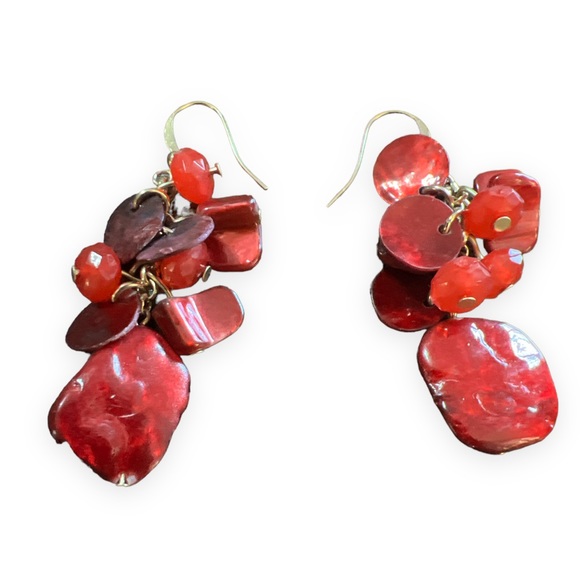 Vintage 1990’s Red Statement Drop Earrings , For Pierced Ears - Picture 1 of 3